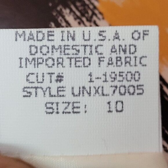 Vintage 90s Sleeveless Boatneck Sheath Dress 10 Orange Brown Abstract Mod USA - Picture 12 of 13